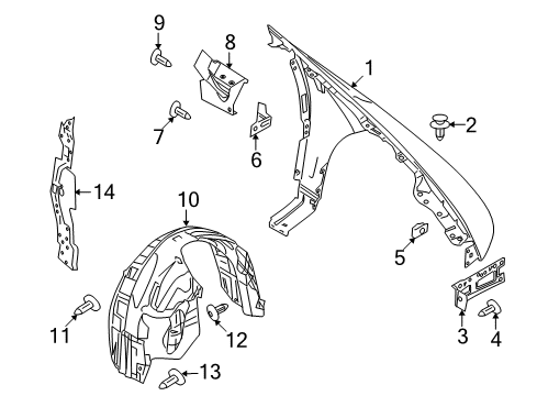 2016 Ford Taurus Fender & Components Fender Liner Diagram for BG1Z-16102-A