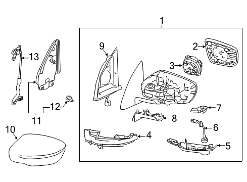 2019 Nissan Rogue Sport Mirrors Glass-Mirror, LH Diagram for 96366-6MA1A