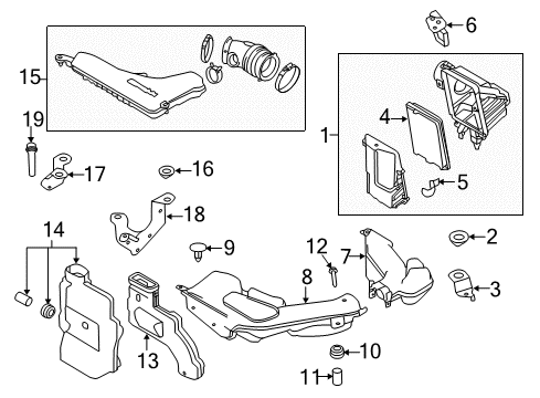 2019 Nissan Rogue Powertrain Control Duct Assembly Air Diagram for 16554-4BC1A