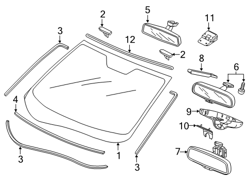 2015 Honda CR-V Lane Departure Warning Set, Sensor Cover Diagram for 76414-T1W-A01ZA