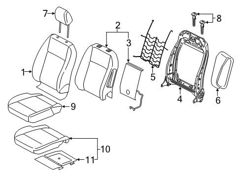 2022 Ford EcoSport Passenger Seat Components Seat Cushion Pad Diagram for GN1Z-99632A22-C