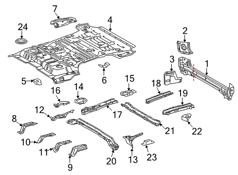 2018 Lexus LX570 Rear Body Panel, Floor & Rails Front Reinforcement Diagram for 57603-60231