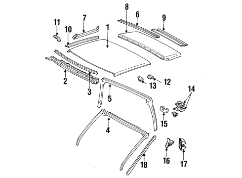 1987 Toyota Supra Roof, Exterior Trim Weatherstrip Diagram for 63251-14061