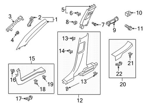 2022 Ford Bronco Sport Interior Trim - Pillars Side Trim Clip Diagram for -W718230-S300