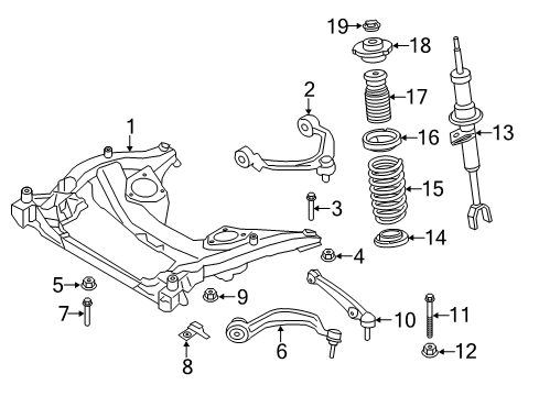 2015 BMW 640i Front Suspension Components, Lower Control Arm, Upper Control Arm, Stabilizer Bar Front Left Spring Strut Diagram for 31316789659