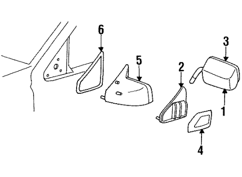 1991 GMC V3500 Outside Mirrors Mirror Asm-Outside Rear View Diagram for 15697333