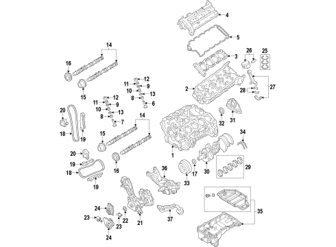 2018 Nissan NV2500 Engine Parts, Mounts, Cylinder Head & Valves, Camshaft & Timing, Variable Valve Timing, Oil Cooler, Oil Pan, Oil Pump, Crankshaft & Bearings, Pistons, Rings & Bearings Camshaft Assy Diagram for 13020-1LA0C