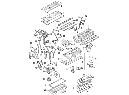 2007 BMW Z4 Engine Parts, Mounts, Cylinder Head & Valves, Camshaft & Timing, Variable Valve Timing, Oil Pan, Oil Pump, Balance Shafts, Crankshaft & Bearings, Pistons, Rings & Bearings Bearing Shell Yellow Diagram for 11211717526