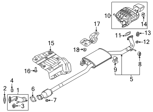 2019 Hyundai Santa Fe Exhaust Components Protector-Heat Rear Diagram for 28795-C5000