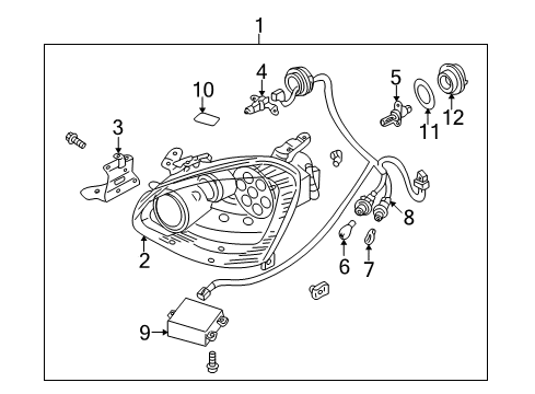 2006 Infiniti Q45 Headlamps Left Headlight Assembly Diagram for 26060-AT515
