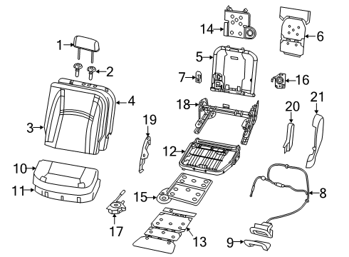 2020 Ram 1500 Heated Seats Seat Cushion Foam Diagram for 68299895AE