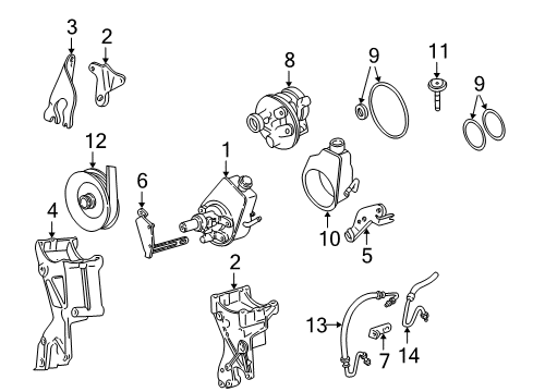 1996 Chevrolet K3500 P/S Pump & Hoses, Steering Gear & Linkage Power Steering Pump Diagram for 88963609