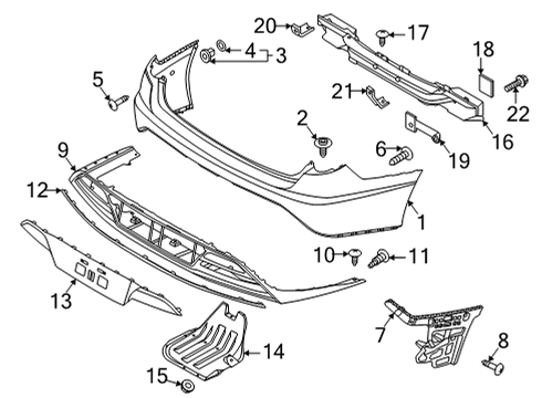 2021 Hyundai Sonata Bumper & Components - Rear MOULDING Assembly-RR Bumper, Ctr Diagram for 86696-L0000