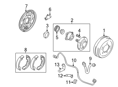 1999 Mitsubishi Galant Brake Components Drum-Brake Diagram for MB895659