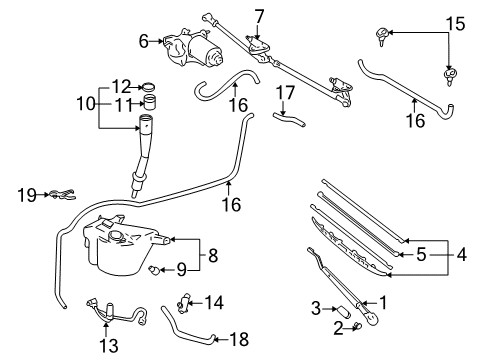 2007 Toyota Sequoia Wiper & Washer Components Rear Arm Diagram for 85241-34010