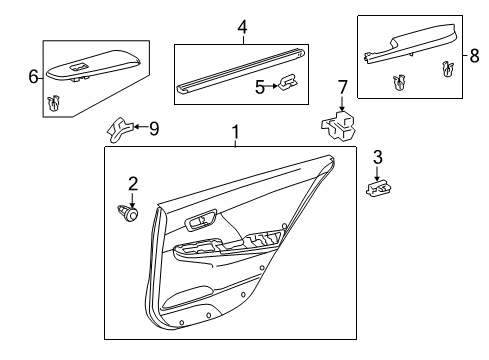 2013 Toyota Camry Rear Door Door Trim Panel Diagram for 67630-06780-A0