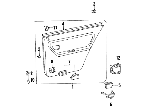 1995 Hyundai Sonata Front Door Bracket-Rear Door Trim Panel Diagram for 83318-34000