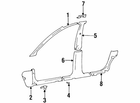 2000 Hyundai Elantra Interior Trim - Pillars, Rocker & Floor Lock-Fuse Box Cover Diagram for 85827-28020-LT