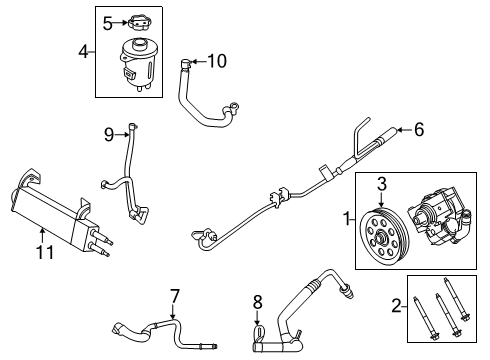2018 Ford F-250 Super Duty P/S Pump & Hoses, Steering Gear & Linkage Lower Return Hose Diagram for JC3Z-3A713-D