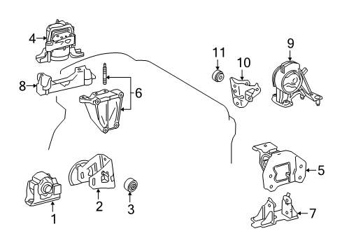 2015 Lexus NX300h Engine & Trans Mounting Front Mount Bracket Diagram for 12311-36110