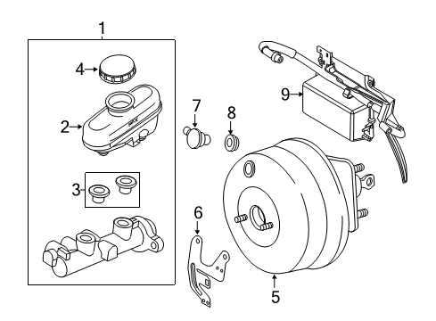 2005 Ford Crown Victoria Hydraulic System Master Cylinder Diagram for 6W1Z-2140-AA