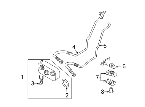 2003 BMW Z4 Trans Oil Cooler Oil Cooling Pipe Outlet Diagram for 17127514415