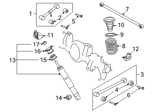 2010 Lexus LX570 Rear Suspension Components, Lower Control Arm, Upper Control Arm, Ride Control, Stabilizer Bar Bracket Sub-Assembly, Rear Diagram for 48505-60060