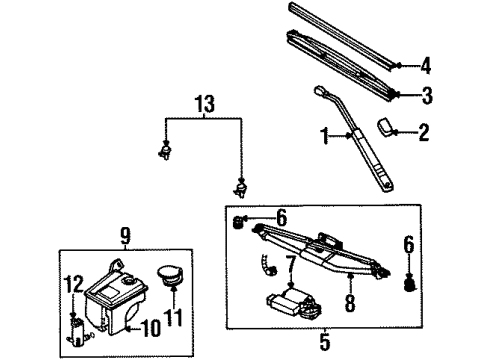 2001 Saturn SC2 Rear Wipers Arm Asm, Windshield Wiper Diagram for 21302900