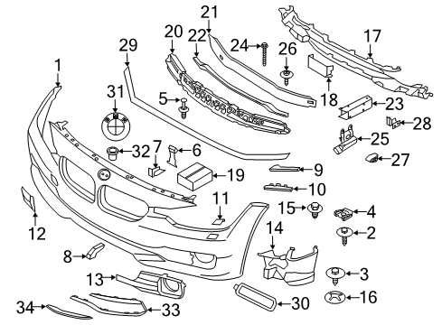 2017 BMW 330i xDrive Front Bumper Side Marker Light, Right Diagram for 63147295542