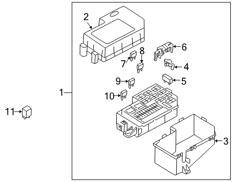 2001 Kia Rio Electrical Components Main Fuse Box Assembly Diagram for 0K32A66760A