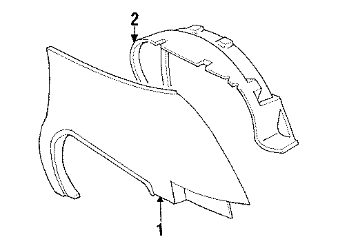 1996 Chevrolet Lumina APV Fender & Components Liner-Front Wheelhouse Panel Diagram for 10216125