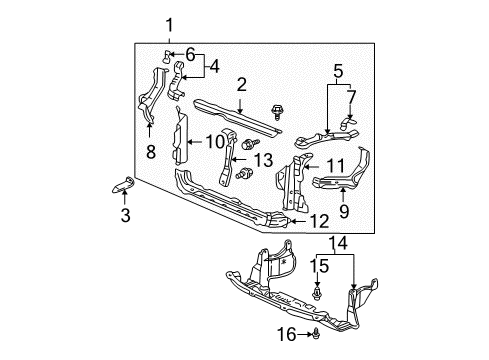 2004 Honda CR-V Radiator Support Shield, FR. Splash Diagram for 74111-S9A-000