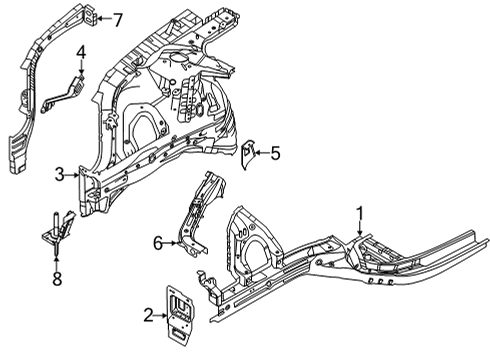 2022 Hyundai Sonata Structural Components & Rails Member Assembly-Front Side, LH Diagram for 64601-L0000