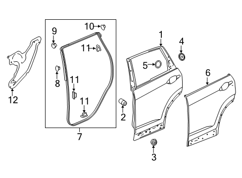 2020 Honda CR-V Rear Door Seal, L. RR. Door Hole Diagram for 72861-TLA-A01