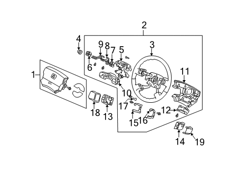 1996 Acura RL Steering Column & Wheel, Steering Gear & Linkage Switch Assembly, Front Radio Remote Diagram for 35880-SP0-003