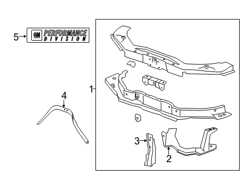 2013 Chevrolet Camaro Radiator Support Front End Upper Tie Bar Emblem Diagram for 22942442