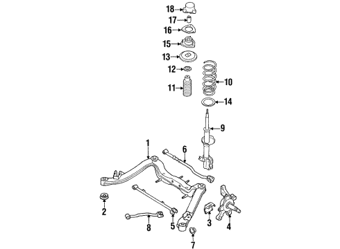 1995 Nissan Altima Rear Suspension Components, Stabilizer Bar Spindle-Rear Housing, LH Diagram for 43041-1E410