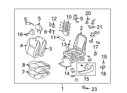 2010 Toyota Matrix Driver Seat Components Outer Cover Diagram for 71812-02360-B0