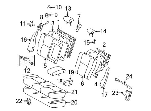 2005 Toyota Prius Rear Seat Components Seat Back Cover Diagram for 71077-47130-A1