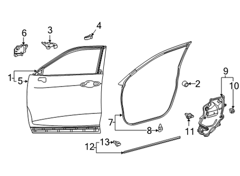 2022 Toyota Highlander Door & Components Door Shell Diagram for 67002-0E171