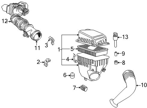 2001 BMW 750iL Powertrain Control Intake Silencer Right Diagram for 13711436389