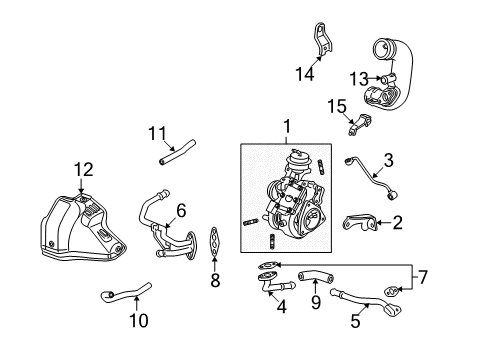 2012 Acura RDX Turbocharger Pipe, Turbocharger Oil Feed Diagram for 15530-RWC-A01