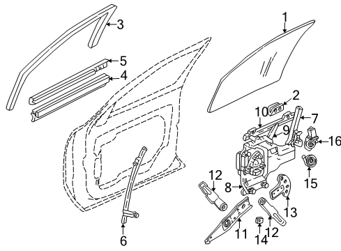 2003 Buick Park Avenue Front Door - Glass & Hardware Retainer Asm-Front Side Door Window Channel <Use 1C5L Diagram for 25669199