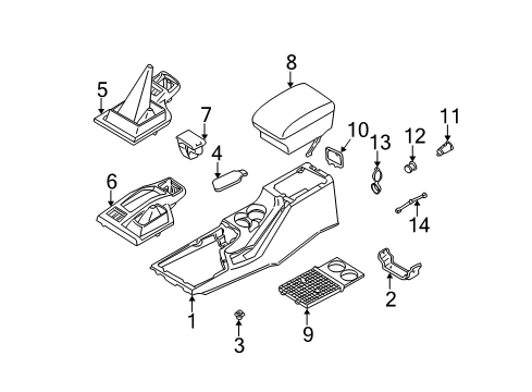 1996 Nissan Pathfinder Center Console Finisher-Console Boot Diagram for 96934-1W010