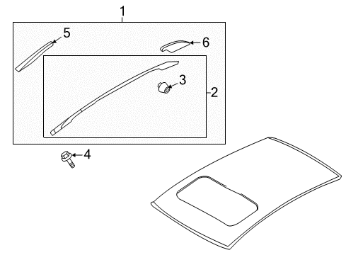 2016 Infiniti QX70 Luggage Carrier Rack Assembly - Roof, RH Diagram for 73822-1CA1A