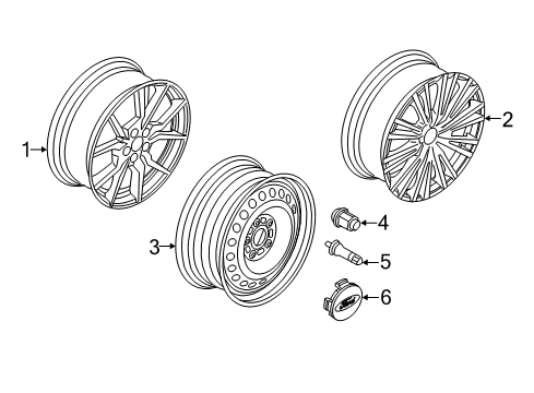 2016 Ford Focus Wheels, Covers & Trim Wheel, Alloy Diagram for G1EZ-1007-A