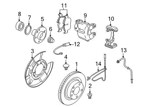 2008 BMW 128i Anti-Lock Brakes Disc Brake Caliper Left Diagram for 34216768693