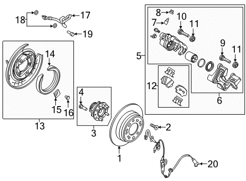 2015 Hyundai Sonata Rear Brakes Caliper Kit-Rear Brake, RH Diagram for 58311-3QA10