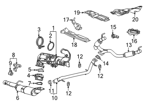 2022 GMC Yukon XL Exhaust Components Rear Muffler Hanger Diagram for 23388784