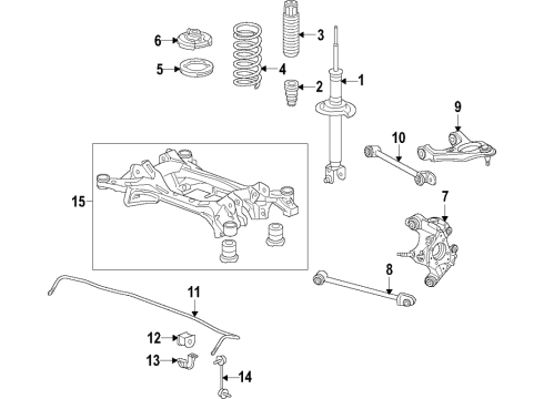 2020 Acura TLX Rear Suspension Components, Lower Control Arm, Upper Control Arm, Stabilizer Bar Spring, Rear Diagram for 52441-TZ3-A02